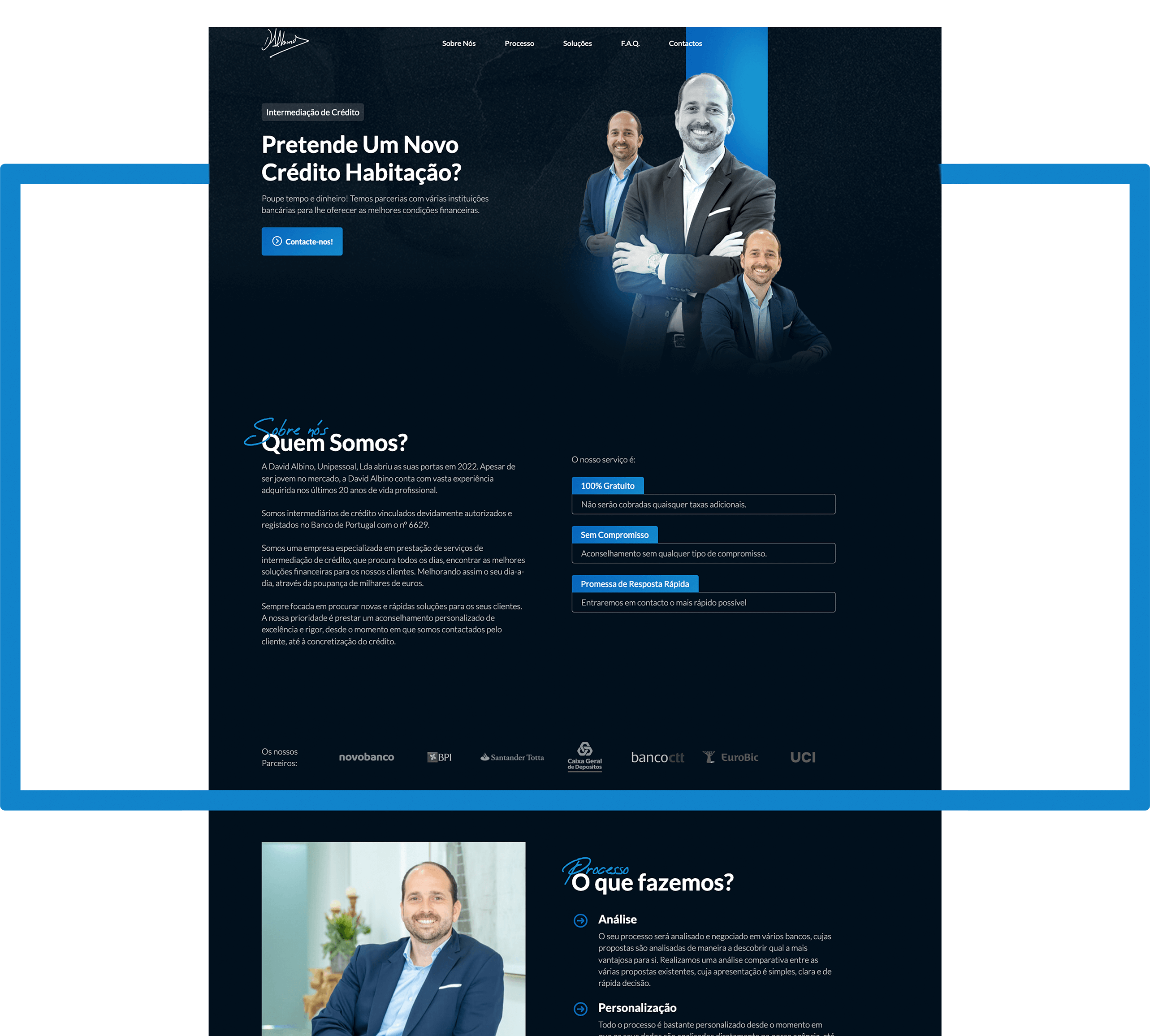 Portfolio de projetos Design e Web - David Albino, mediação de crédito